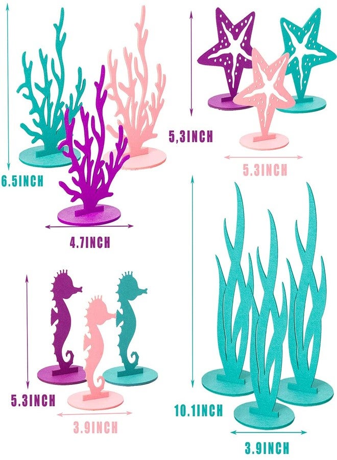 DECHISY 24 Pcs Mermaid Birthday Decorations Felt Table Centerpiece Under the Sea Party Decorations Supplies for Ocean Theme Little Mermaid Birthday Party Baby Shower - Image 3